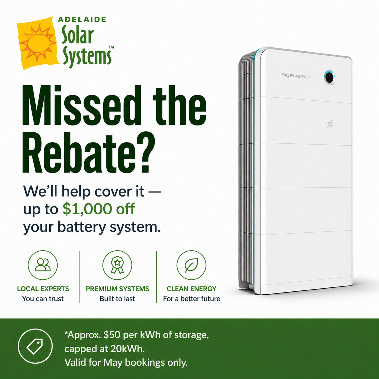 Adelaide Solar Systems - Missed The Rebate - Hero Slide - Square