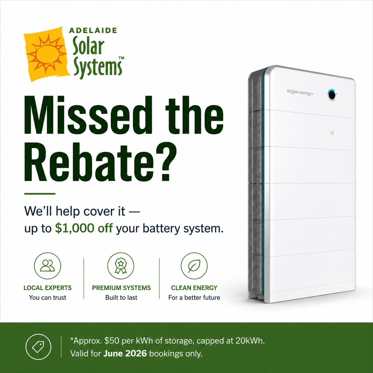 Adelaide Solar Systems - Missed The Rebate - June 2026 - Square